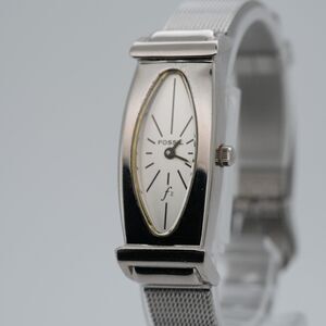 Fossil F2 ES-8766 15mm Silver Oval Watch Mesh Bracelet Quartz